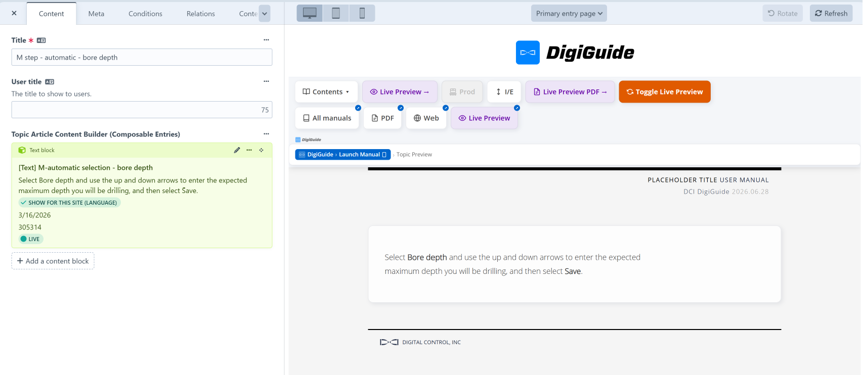 Build once — preview and publish everywhere Noeta composable content editor with live multi-format preview