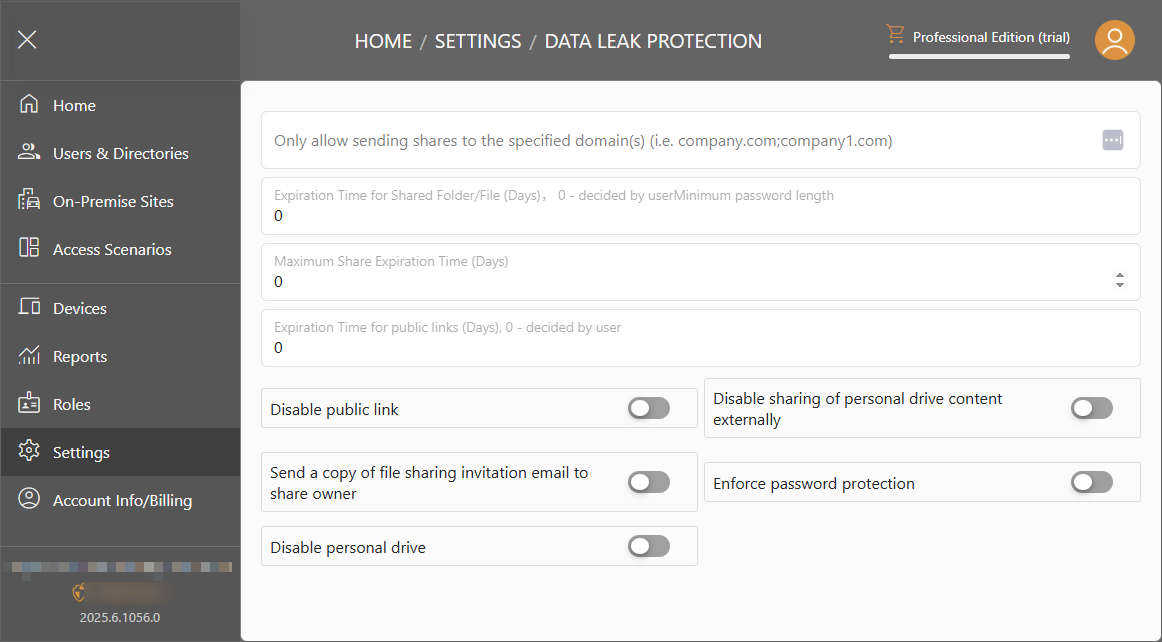 Data-loss prevention and sharing controls