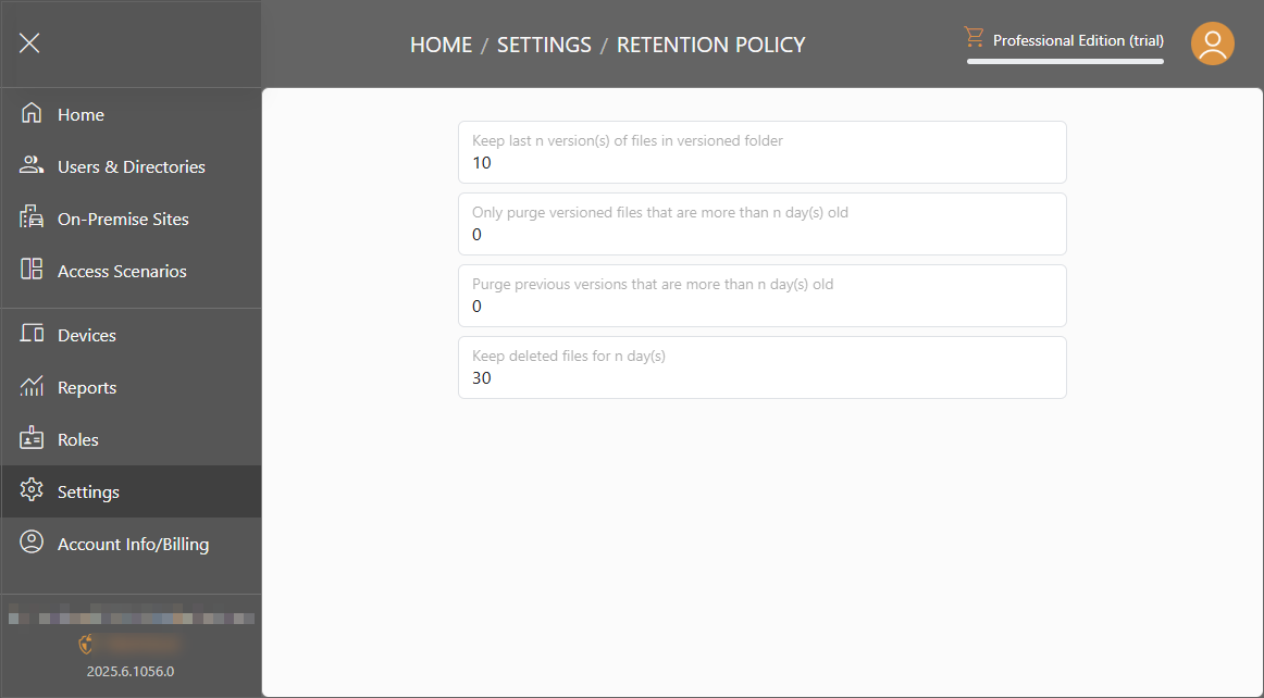 Retention and versioning policy