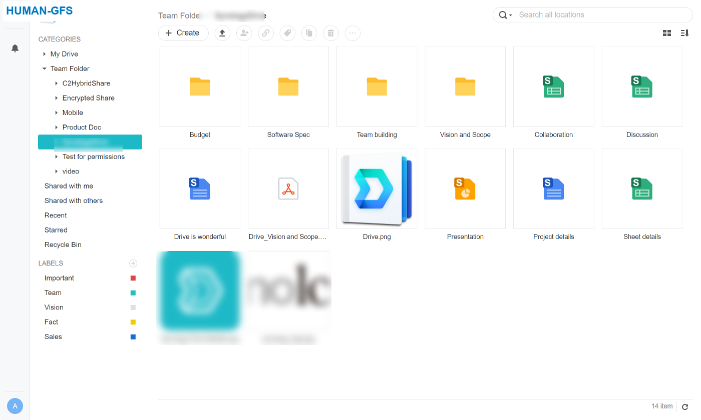 Shared team project folders in sync across sites